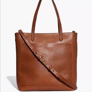 Madewell Medium Zip-Top Transport Tote, English Saddle, NWT
